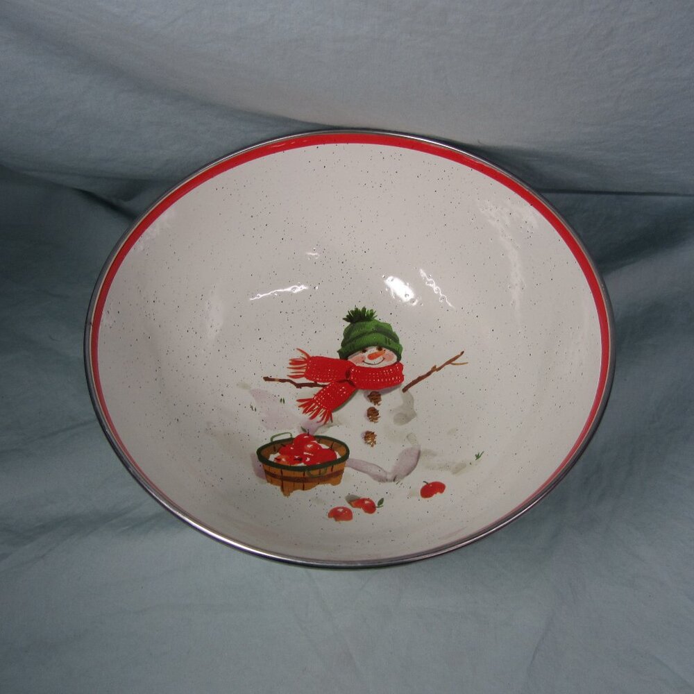 10+ cups metal snowman bowl Mitford Hallmark Jan Karon (w2406)